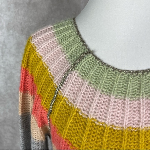 By Anthropologie Colleen Wool Alpaca Blend Colorful Knit Striped Sweater Size XS - Picture 4 of 9